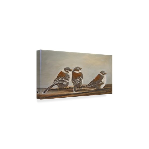 Carol J Rupp 'Chickadees On The Deck' Canvas Art,10x19